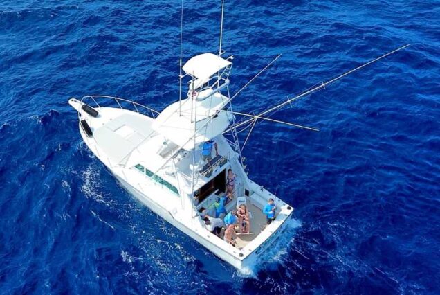 showing boat in ocean while on 8 Hr Deep Sea Fishing Charter
